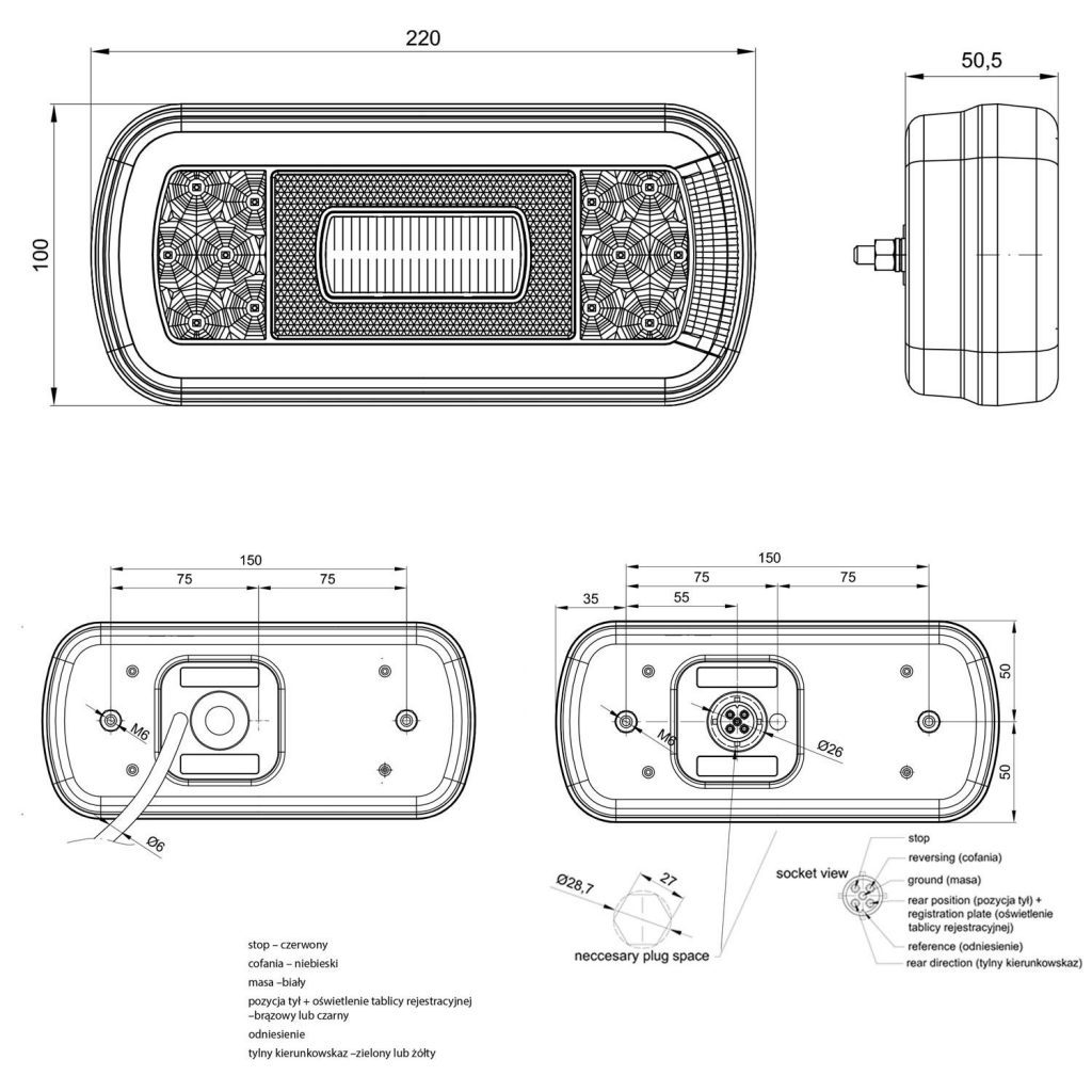 PILOTO TRASERO LED 5 / 6 FUNCIONES 12/24V - Imagen 2